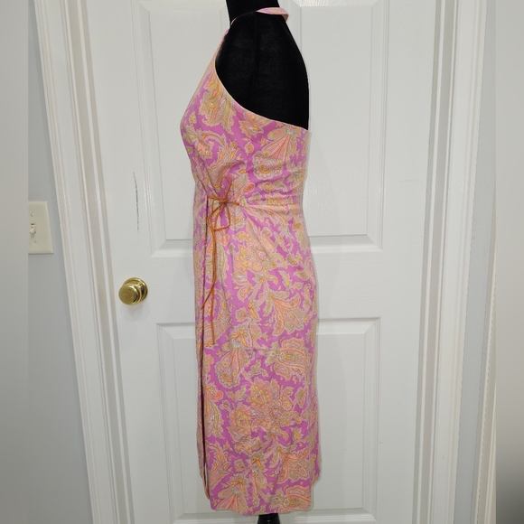 Harold's, Women's Size 2, Paisley Pink and Orange Halter Dress - Picture 5 of 11